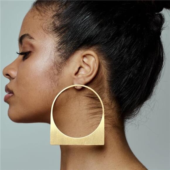 ✨ Large Chunky Gold Hoop Earrings | 14K Plated Statement Hoops - Picture 1 of 3